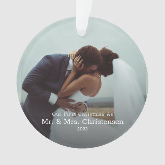 Unser Erster Weihnachtsmann & Mrs. Verheiratet Fot Ornament (Vorderseite)