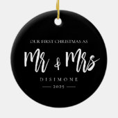 Unser Erster Weihnachtsmann und Frau Foto Keramik Ornament (Hinten)