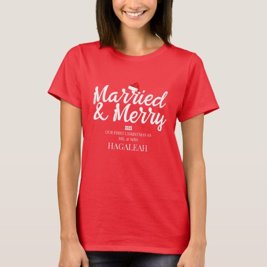Unser erster Weihnachtsmann und Frau Newlywed fror T-Shirt (Vorderseite)
