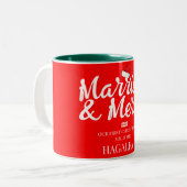 Unser erster Weihnachtsmann und Frau Newlywed fror Zweifarbige Tasse (Vorderseite Links)