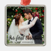 Unser erster Weihnachtsmarkt-Foto Ornament Aus Metall (Vorne)