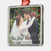 Unser erster Weihnachtsmarkt-Foto Ornament Aus Metall (Links)