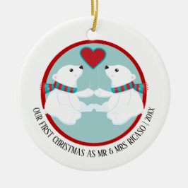Unser erster Weihnachtspolarbär Personalisiert Keramikornament