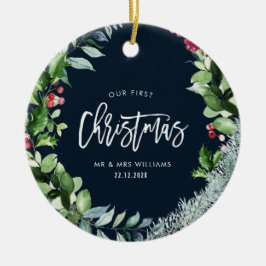 unser erster Weihnachtswinterkranz Keramik Ornament