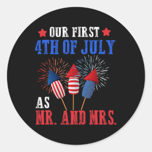 Unser erstes 4. Juli als Mr. Mrs. Patriot-Paar Runder Aufkleber