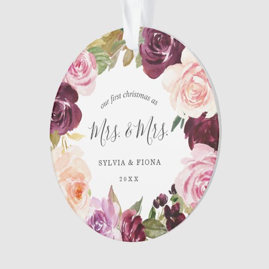 Unser erstes Blumenblättriges Foto Lesbian Ornament (Vorderseite)