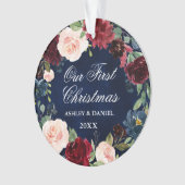 Unser erstes Blumenblauer FOTO zu Weihnachten Ornament (Vorderseite)