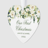 Unser erstes Blumengebäck "Back Heart Green" Ornament (Vorderseite)