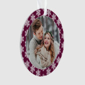 Unser erstes Burgundy-Snowflake-Foto Ornament (Vorderseite)