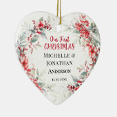 Unser erstes CHRISTMAS Winter-Blumenherz Keramik Ornament (Rechts)