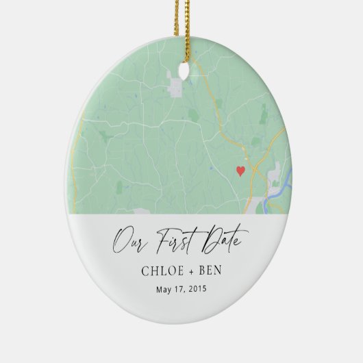 Unser erstes Datum Personalisierte Karte Keramik Keramik Ornament (Rechts)