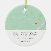 Unser erstes Datum Personalisierte Karte Keramik Keramik Ornament (Vorne)