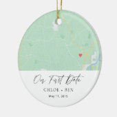 Unser erstes Datum Personalisierte Karte Keramik Keramik Ornament (Links)