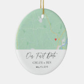 Unser erstes Datum Personalisierte Karte Keramik Ornament (Rechts)