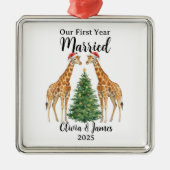 Unser erstes Ehejahr Gans Weihnachten nach Maß Ornament Aus Metall (Vorne)