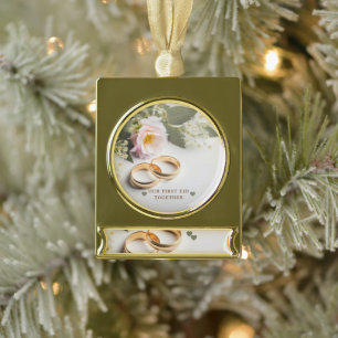 Unser erstes Eid-Zusammen-Banner-Ornament Banner-Ornament Gold