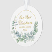 Unser erstes Eucalyptus-Weihnachten  Gold-FOTO Ornament (Vorderseite)