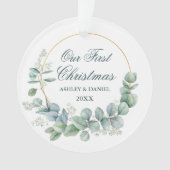 Unser erstes Eucalyptus-Weihnachten  Grün Ornament (Vorderseite)