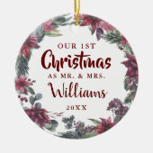 Unser erstes Foto, Frau Floral Keramik Ornament (Vorne)