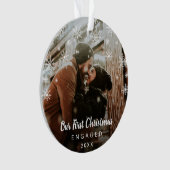 Unser erstes Foto für Verlobte Schneeflocken Ornament (Vorderseite)