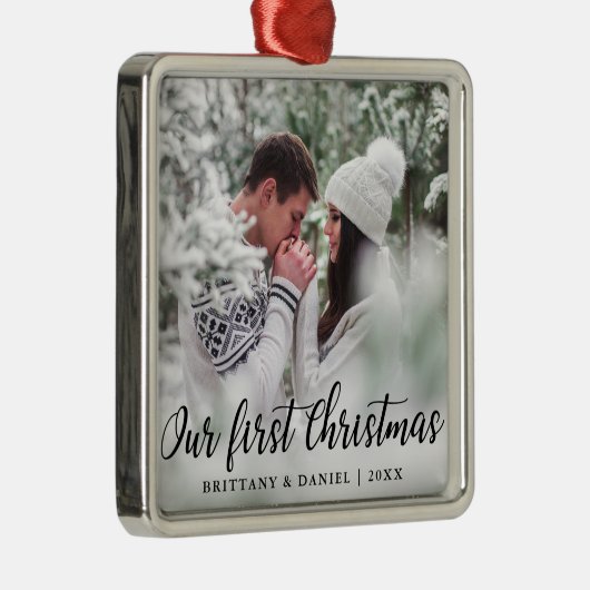 Unser erstes Foto für Weihnachten Ornament Aus Metall (Rechts)