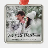 Unser erstes Foto für Weihnachten Ornament Aus Metall (Vorne)