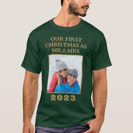 Unser erstes Foto für Weihnachten und Grün und Gol T-Shirt (Vorderseite)