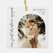 Unser erstes Foto zur Verlobten Verlobung zu Weihn Keramikornament (Vorderseite)