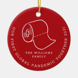 Unser erstes globales Pandemie-Weihnachtsfest-Foto Keramik Ornament