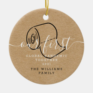 Unser erstes globales Pandemie-Weihnachtsfoto Keramik Ornament