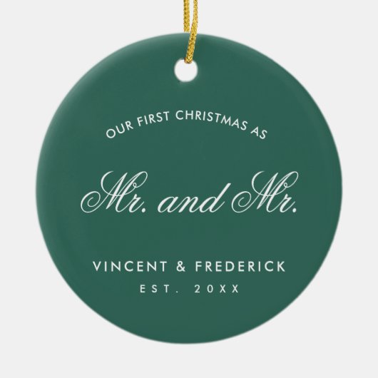 Unser erstes grünes Gay-Foto Keramik Ornament (Vorne)