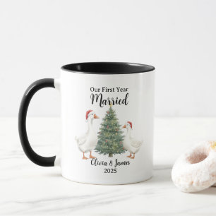 Unser erstes Jahr verheiratet Gans Weihnachten ind Tasse