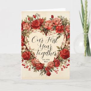 Unser erstes Jahr zusammen Vintage Style Rosen Cus Karte