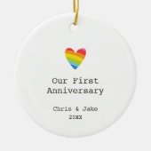 Unser erstes Jubiläum Personalisiert Gay Couple Keramik Ornament (Vorne)