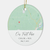 Unser erstes Kiss Personalisiert Map Keramik Ornam Keramik Ornament (Links)