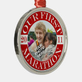 Unser erstes Marathon - 2011 Silbernes Ornament (Rechts)