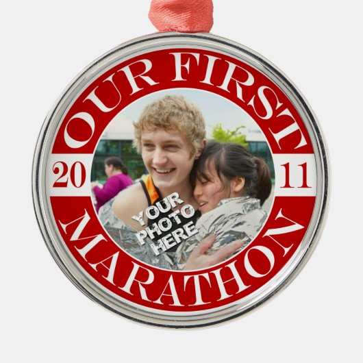 Unser erstes Marathon - 2011 Silbernes Ornament (Vorne)