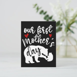 Unser erstes Mothers Day Hearts Mama Bear Geschenk Postkarte
