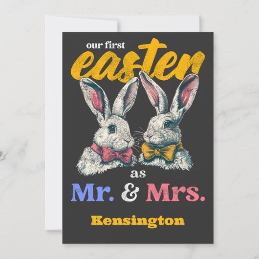 Unser erstes Ostern als Herr und Frau Bunny Rabbit Einladung (Vorderseite)