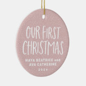 Unser erstes personalisiertes Foto zu Weihnachten Keramik Ornament (Rechts)