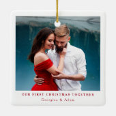 Unser erstes Personalisiertes Foto zu Weihnachten Keramikornament (Rückseite)
