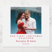 Unser erstes Personalisiertes Foto zu Weihnachten Schaumweinetikett (Einzelnes Label)