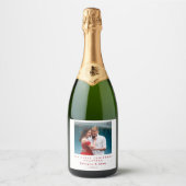 Unser erstes Personalisiertes Foto zu Weihnachten Schaumweinetikett (Vorderseite)