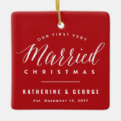 Unser erstes, sehr Verheiratetes Weihnachtsfest Keramikornament (Vorderseite)