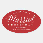 Unser erstes, sehr Verheiratetes Weihnachtsfest Ovaler Aufkleber (Vorderseite)