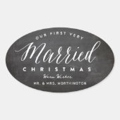 Unser erstes, sehr Verheiratetes Weihnachtsfest Ovaler Aufkleber (Vorderseite)