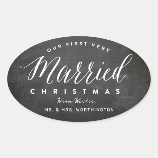 Unser erstes, sehr Verheiratetes Weihnachtsfest Ovaler Aufkleber (Vorderseite)
