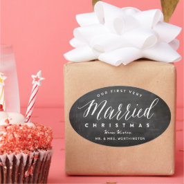 Unser erstes, sehr Verheiratetes Weihnachtsfest Ovaler Aufkleber