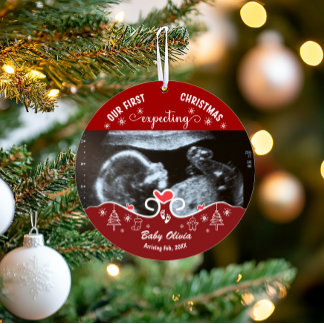 Unser erstes Sonogram Baby-Foto für Weihnachten Ornament