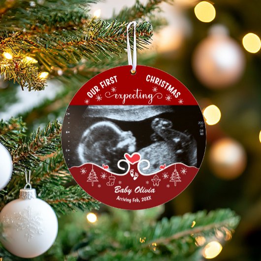 Unser erstes Sonogram Baby-Foto für Weihnachten Ornament
